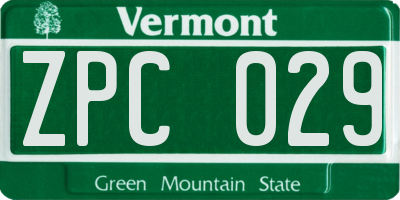 VT license plate ZPC029
