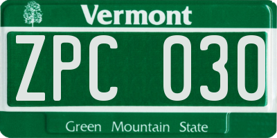 VT license plate ZPC030