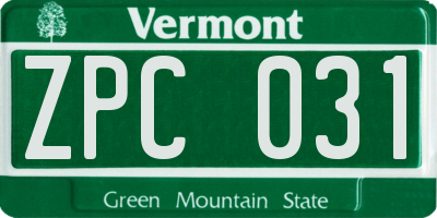 VT license plate ZPC031