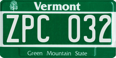 VT license plate ZPC032
