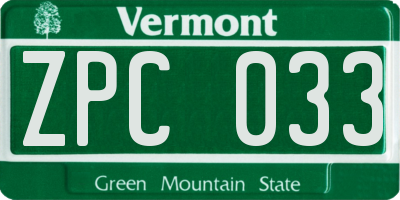 VT license plate ZPC033