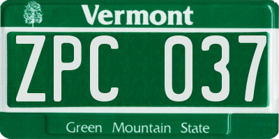 VT license plate ZPC037