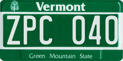 VT license plate ZPC040