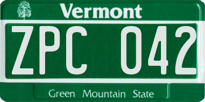 VT license plate ZPC042