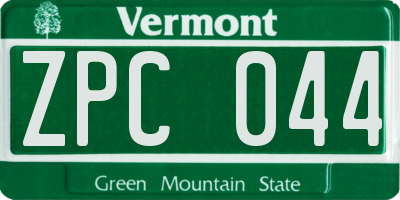 VT license plate ZPC044