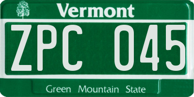 VT license plate ZPC045