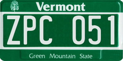 VT license plate ZPC051