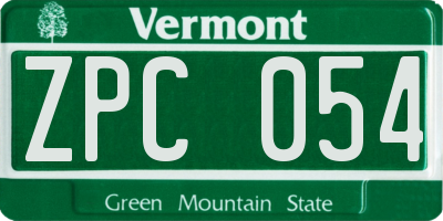 VT license plate ZPC054
