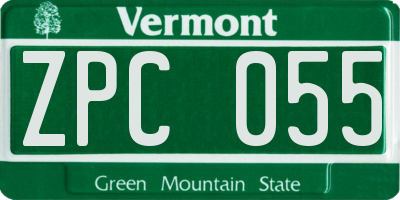 VT license plate ZPC055