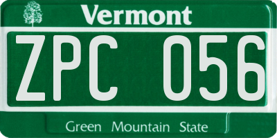 VT license plate ZPC056