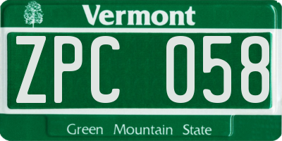VT license plate ZPC058