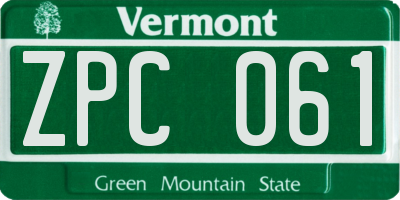 VT license plate ZPC061