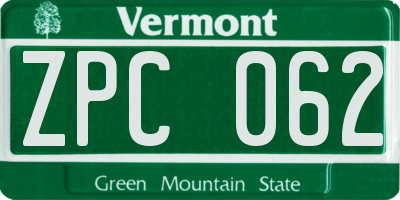 VT license plate ZPC062