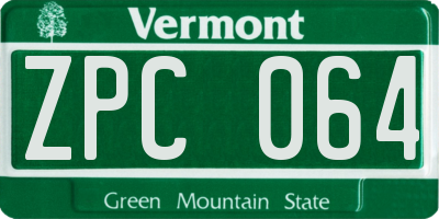 VT license plate ZPC064