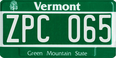 VT license plate ZPC065