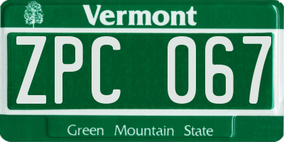VT license plate ZPC067