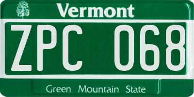 VT license plate ZPC068