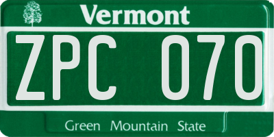 VT license plate ZPC070