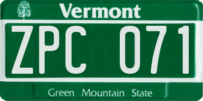 VT license plate ZPC071