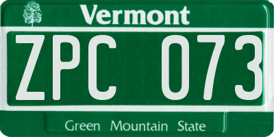 VT license plate ZPC073