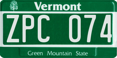 VT license plate ZPC074