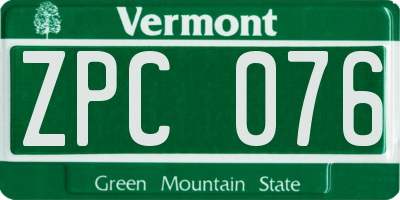 VT license plate ZPC076