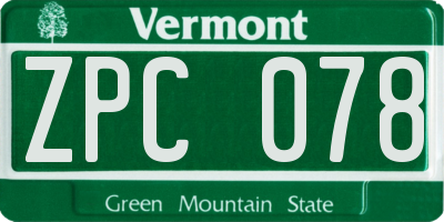 VT license plate ZPC078