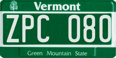 VT license plate ZPC080