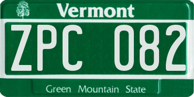VT license plate ZPC082