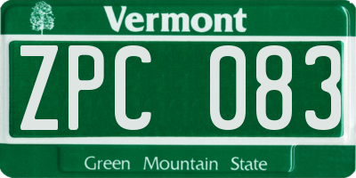 VT license plate ZPC083