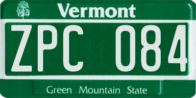 VT license plate ZPC084