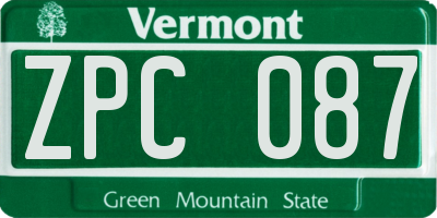 VT license plate ZPC087