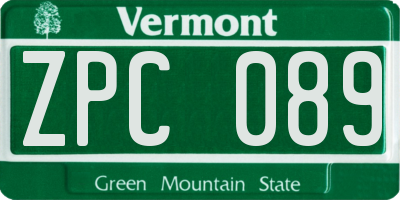 VT license plate ZPC089