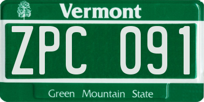 VT license plate ZPC091