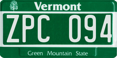 VT license plate ZPC094