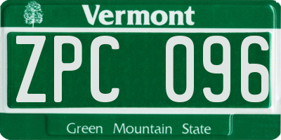 VT license plate ZPC096