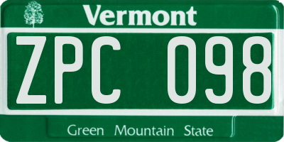 VT license plate ZPC098