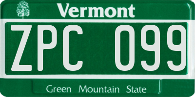 VT license plate ZPC099