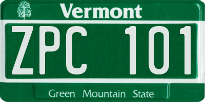 VT license plate ZPC101