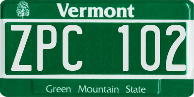 VT license plate ZPC102