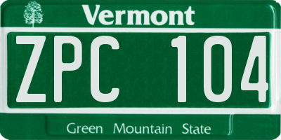 VT license plate ZPC104