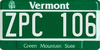 VT license plate ZPC106