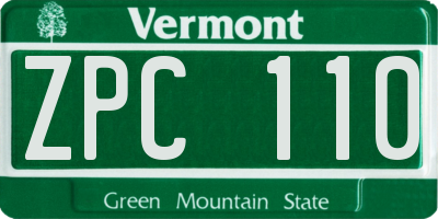 VT license plate ZPC110