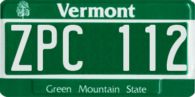 VT license plate ZPC112