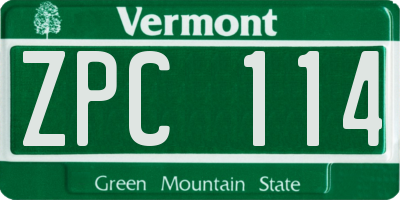 VT license plate ZPC114