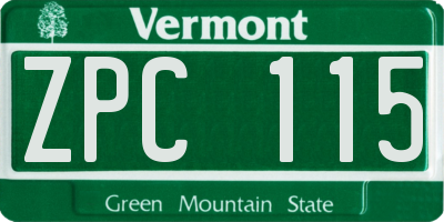 VT license plate ZPC115
