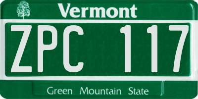VT license plate ZPC117