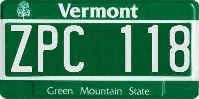 VT license plate ZPC118