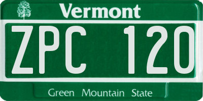 VT license plate ZPC120