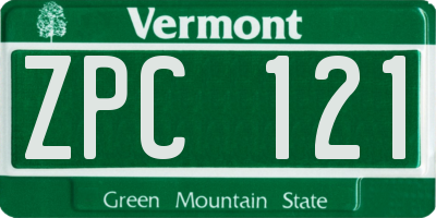 VT license plate ZPC121